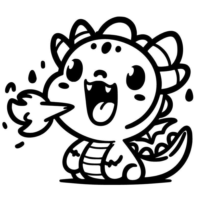 cute dragon with fire coming out of its mouth