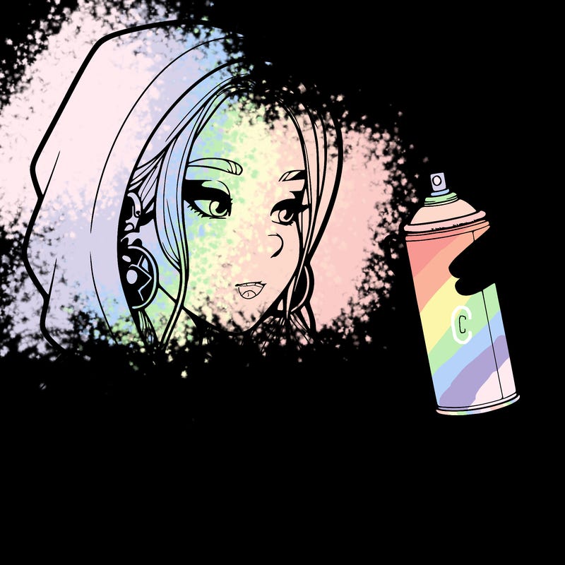 a realistic girl, spray painting