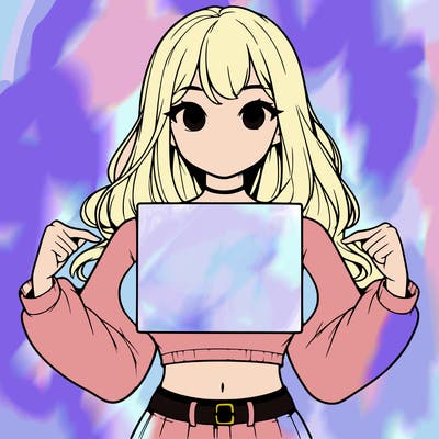 girl holding a blank sign in a long sleeve crop top