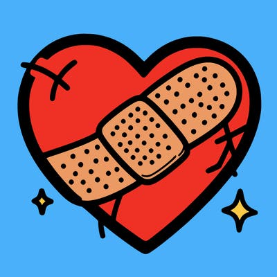 heart with a bandage around it