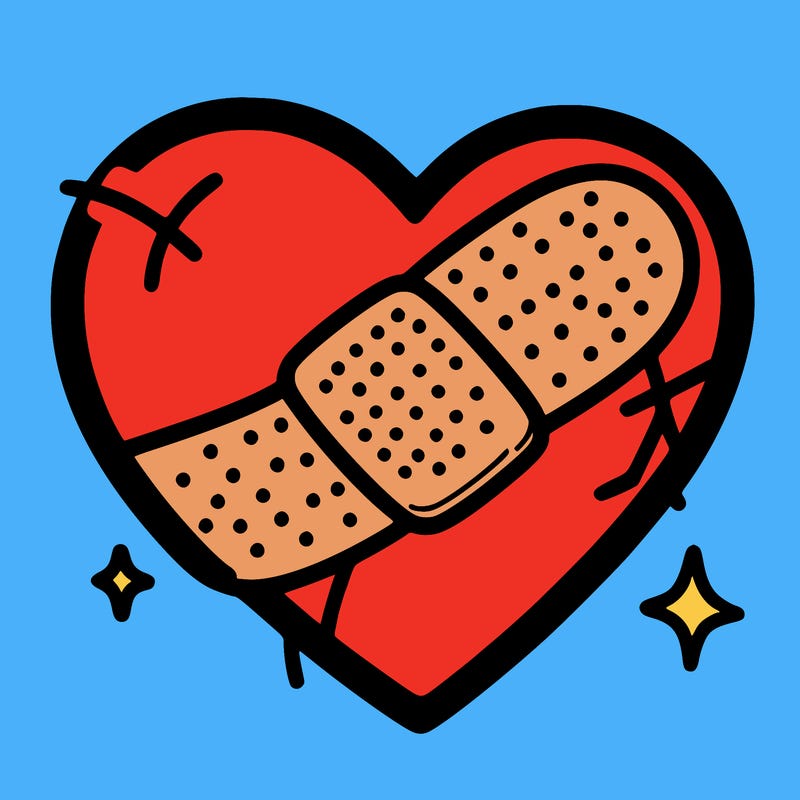 heart with a bandage around it