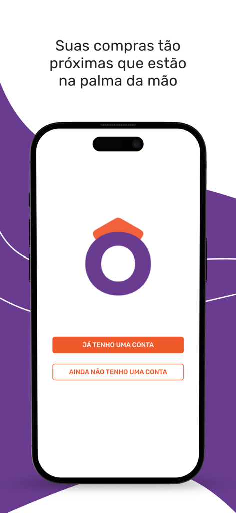 Peggô Market - Peggô Market welcome screen on a smartphone showing login and account creation buttons