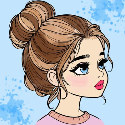 realistic girl with bun