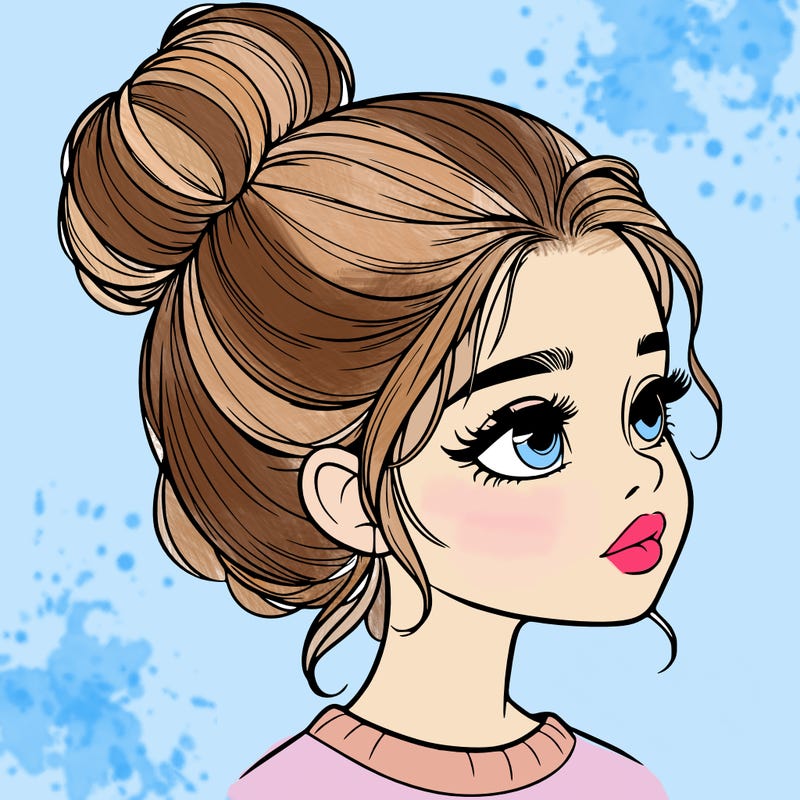 realistic girl with bun