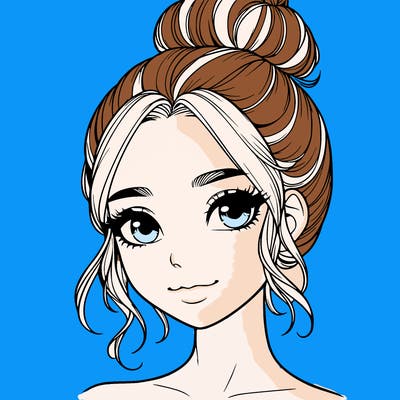 realistic pretty girl with hair in bun