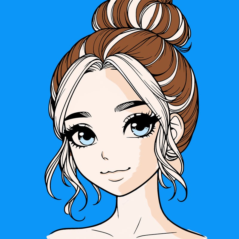 realistic pretty girl with hair in bun