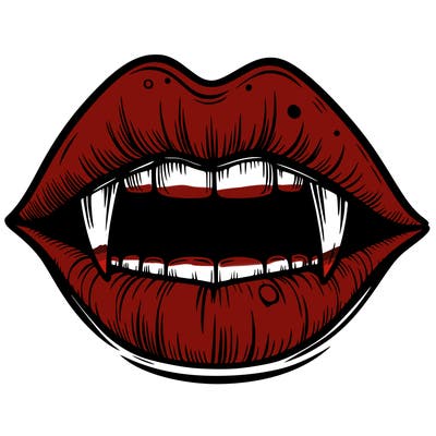 lips with vampire teeth