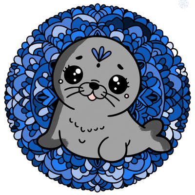 a cute baby seal mandala