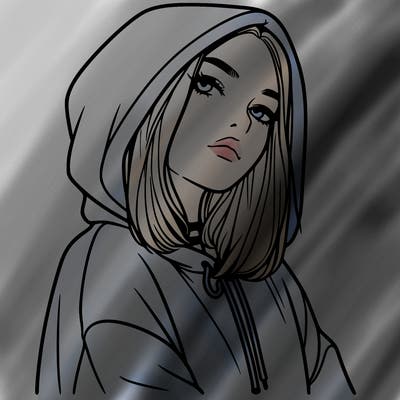 a realistic girl in a hoodie