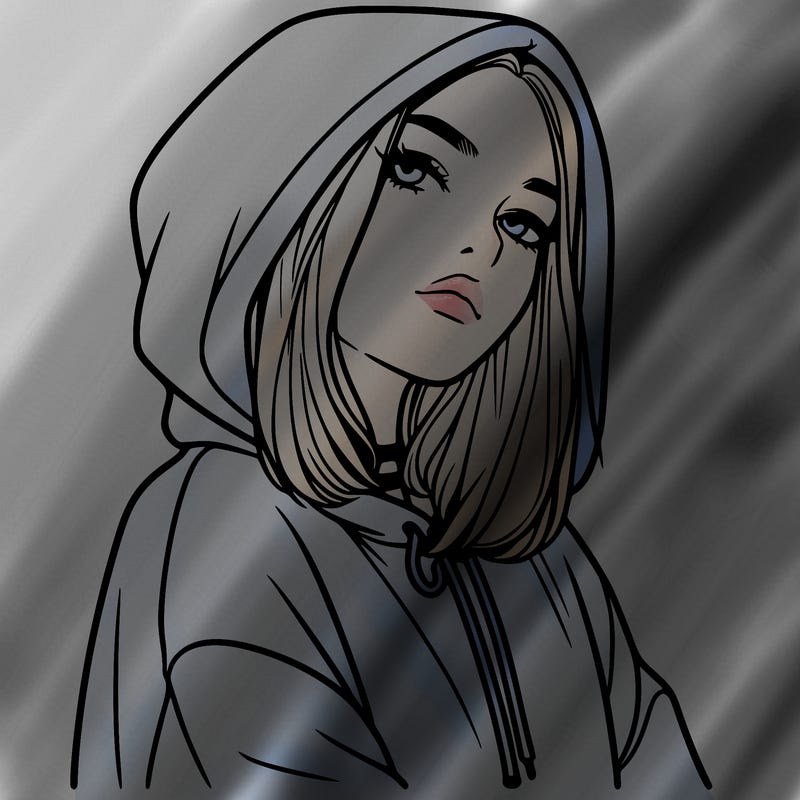 a realistic girl in a hoodie