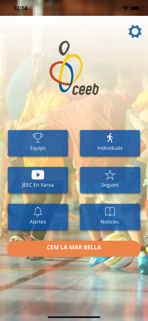 El Consell app home screen showing navigation menu for teams individuals and sports alerts