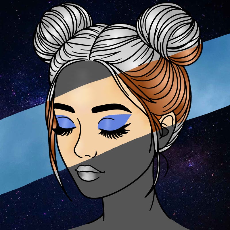 woman with hair buns