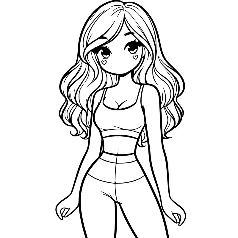 girl in crop top and yoga pants with long hair