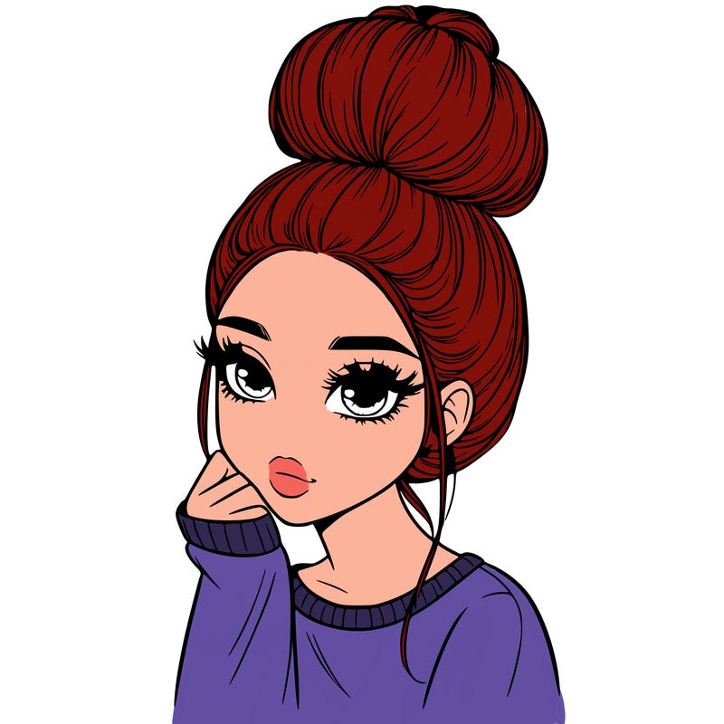 realistic girl with high bun