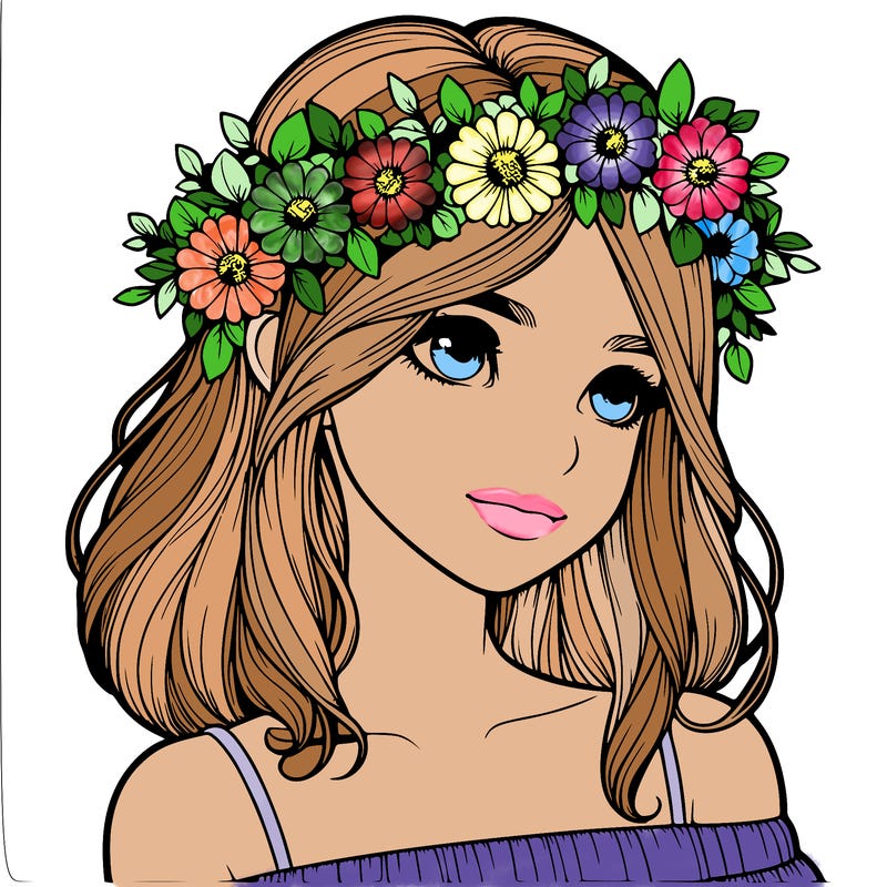 realistic girl with the flower crown