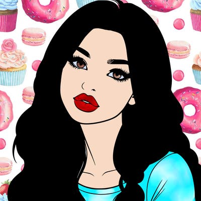 realistic girl with hair on her hair and lips