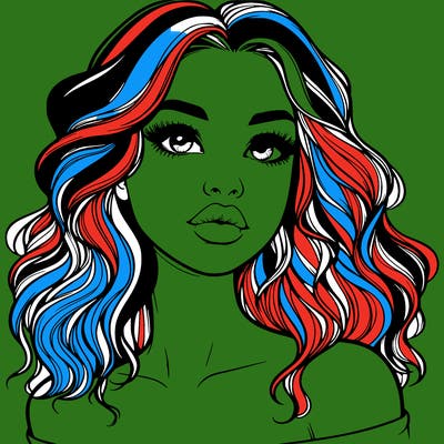 realistic girl with wavy hair and lips