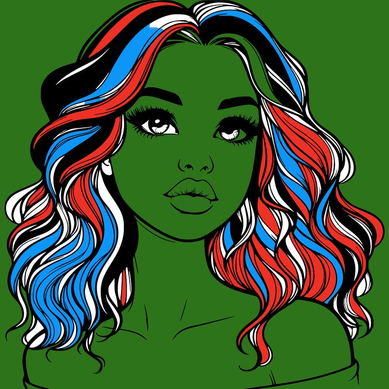 realistic girl with wavy hair and lips