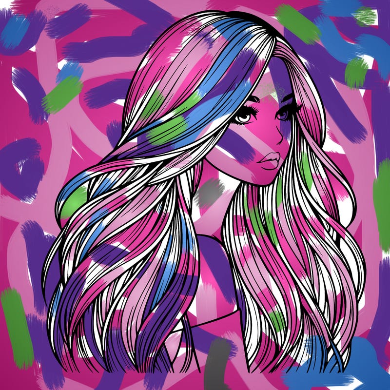 realistic girl with long realistic hair