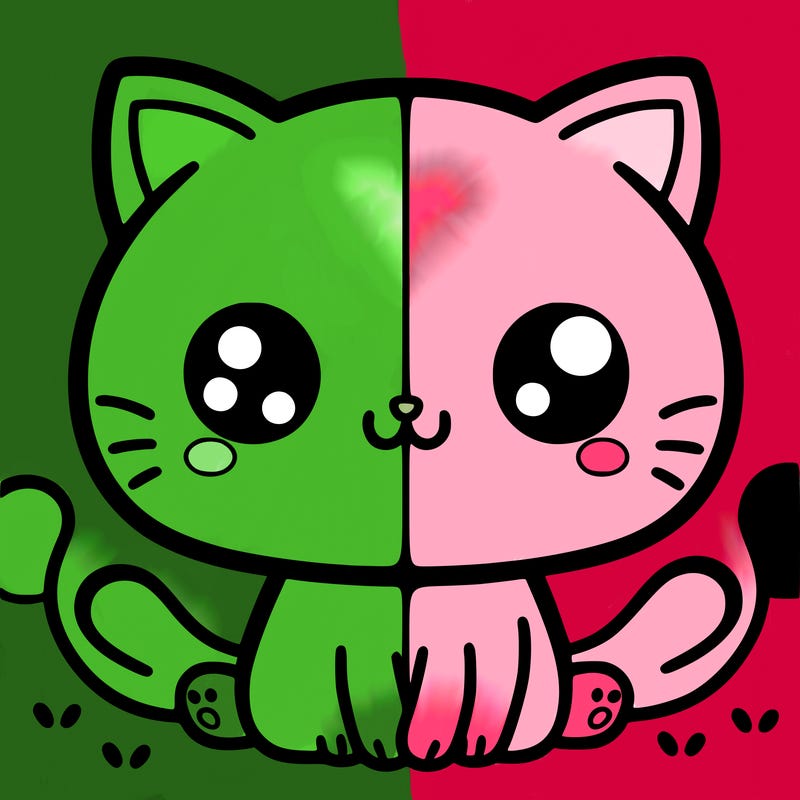 a split cute cat