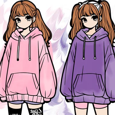 girls with oversized hoodies or oversized shirts