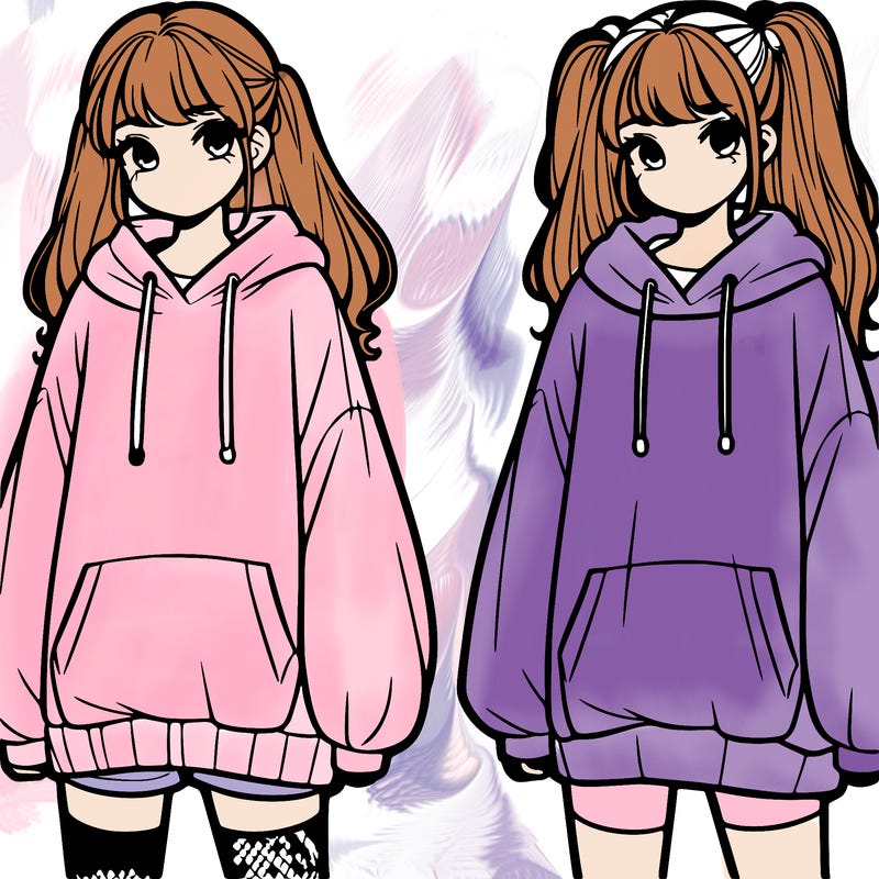 girls with oversized hoodies or oversized shirts