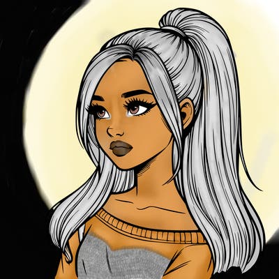 realistic girl with a high ponytail