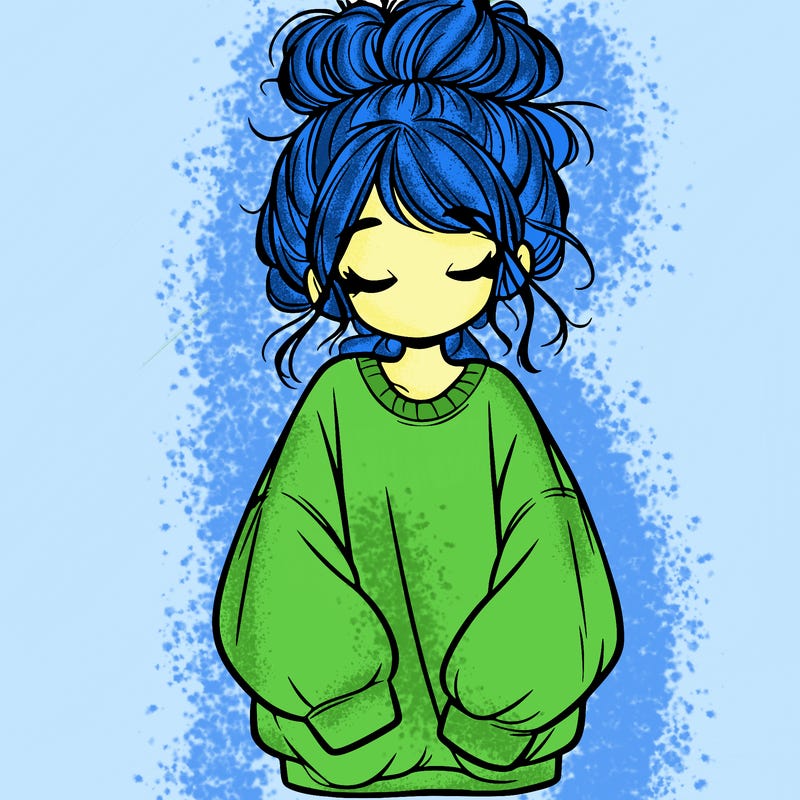 girl with baggy sweatshirt and messy bun