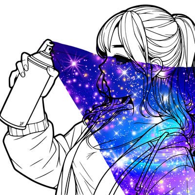 a realistic girl spray, painting