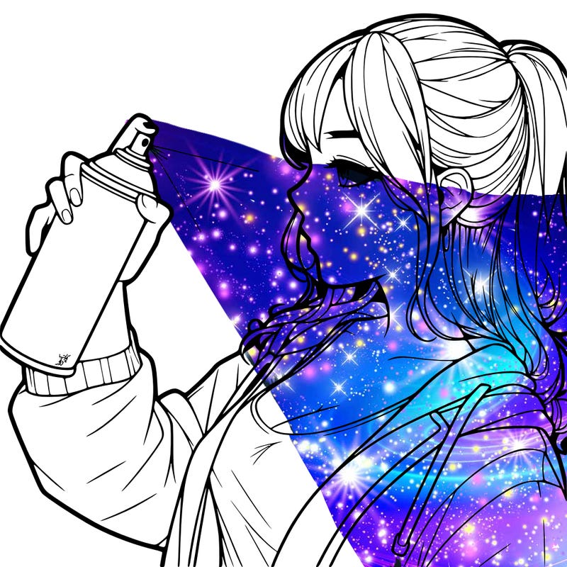 a realistic girl spray, painting