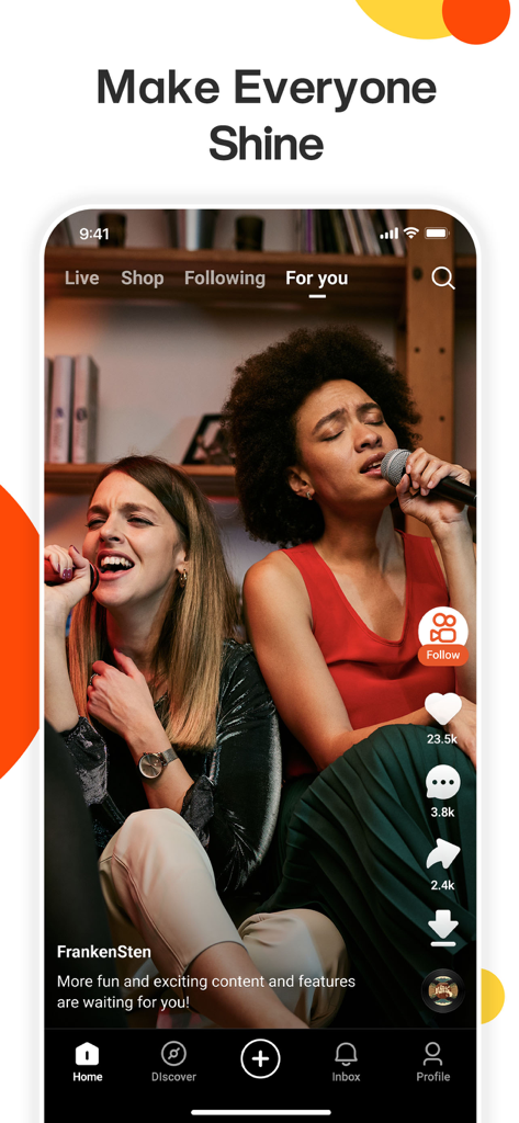 Two women singing on the Kwai short video app interface with engagement icons