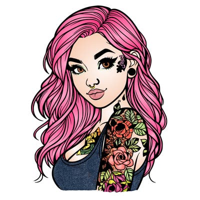 realistic girl tattooed