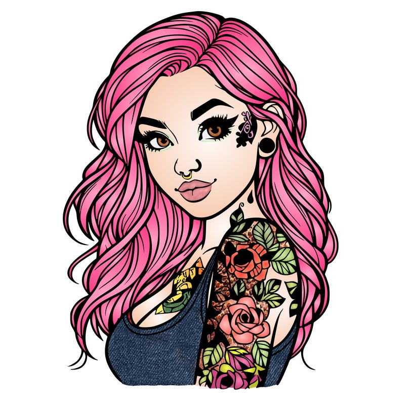 realistic girl tattooed