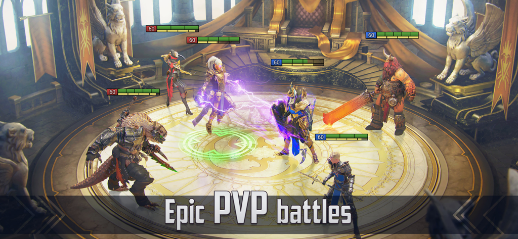 Fantasy champions engaged in an epic PvP arena battle in RAID Shadow Legends