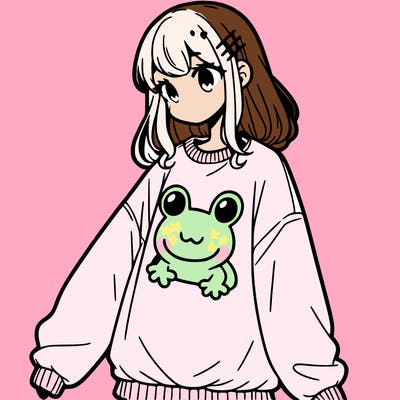 girl wearing frogging sweatshirt