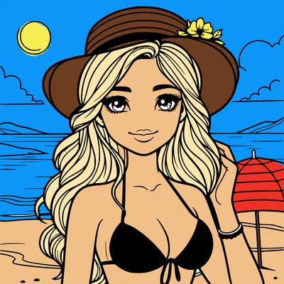 beautiful girl with bikini at the beach details