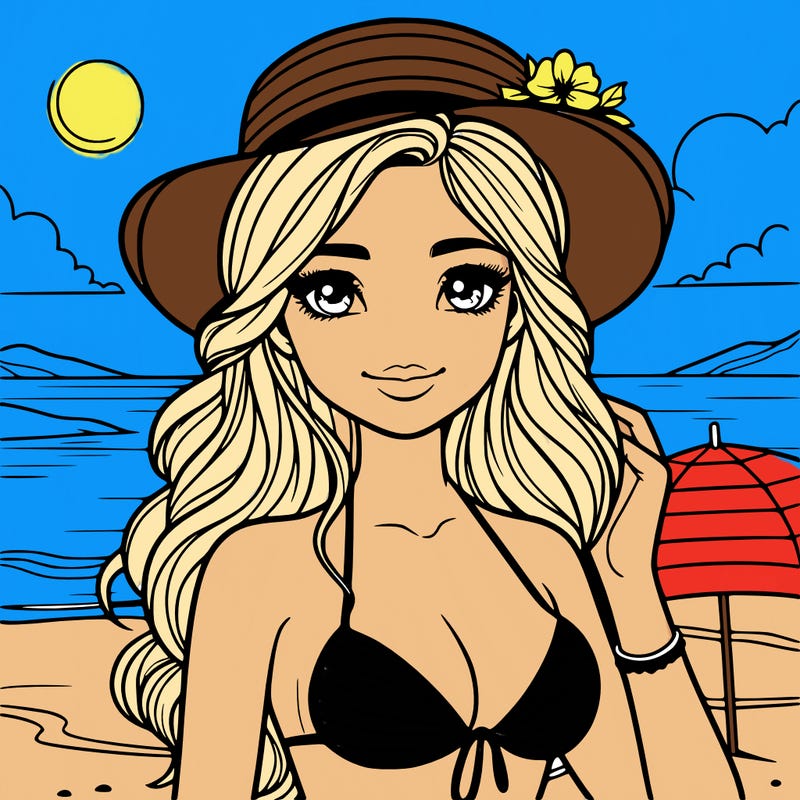 beautiful girl with bikini at the beach details