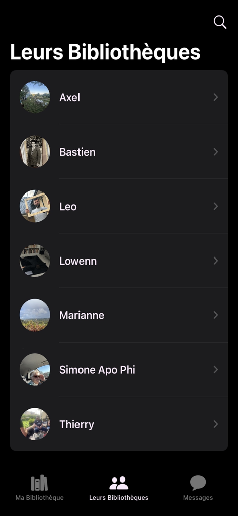 Ma Bibliotheque - List of friends libraries to explore in the Ma Bibliotheque app