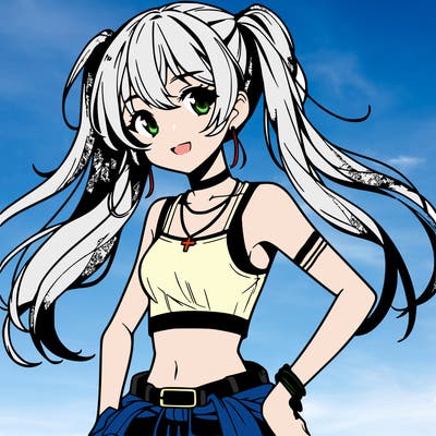 anime girl wearing crop top