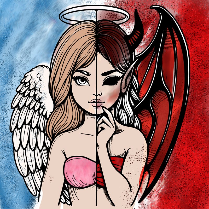 realistic angel half demon