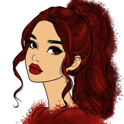 realistic girl with a ponytail on her hair and lips