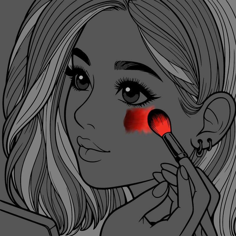 a realistic girl doing her makeup