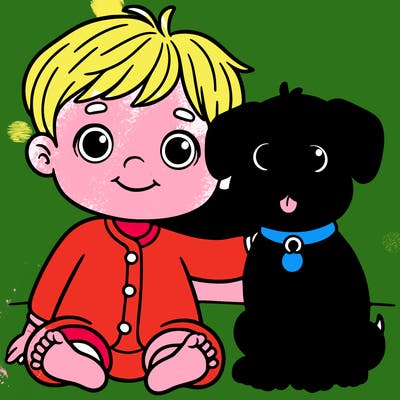 a baby boy with a dog