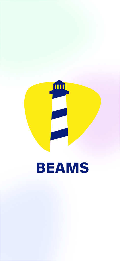 BEAMS APP - BEAMS app logo with lighthouse icon on a yellow background