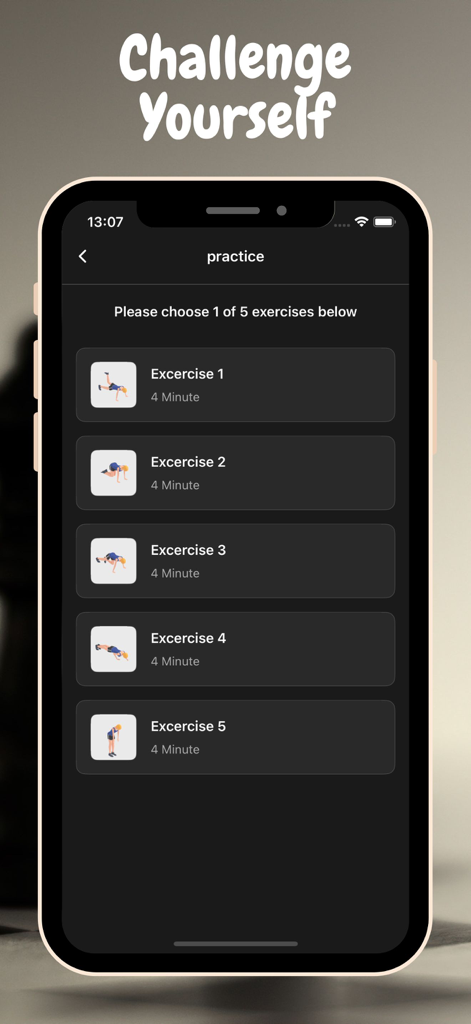 Habit Master - Track Daily - Habit Master app interface showing various four minute exercise options with animations