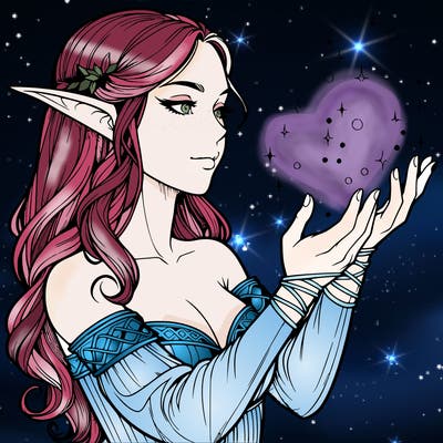 realistic elf girl doing magic