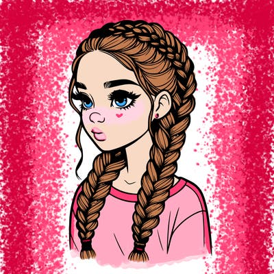 realistic girl with braids