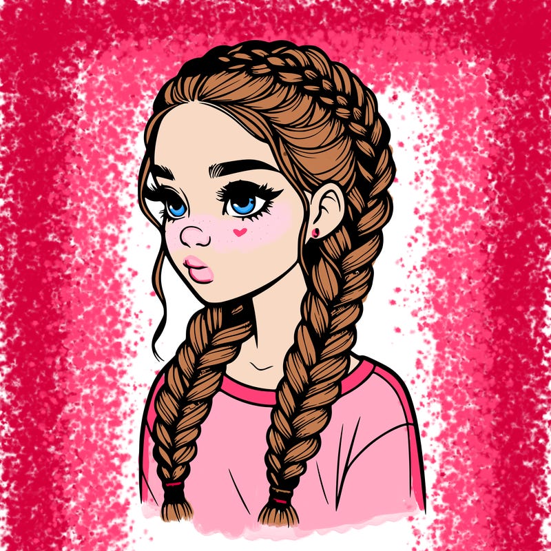realistic girl with braids