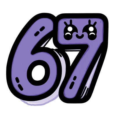 the numbers 67