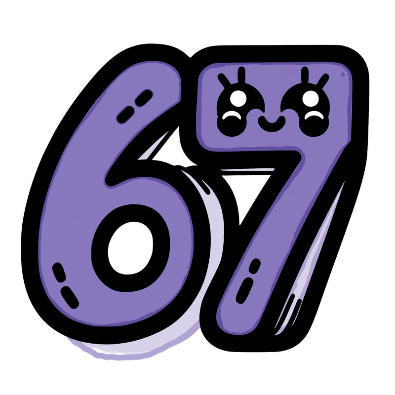 the numbers 67